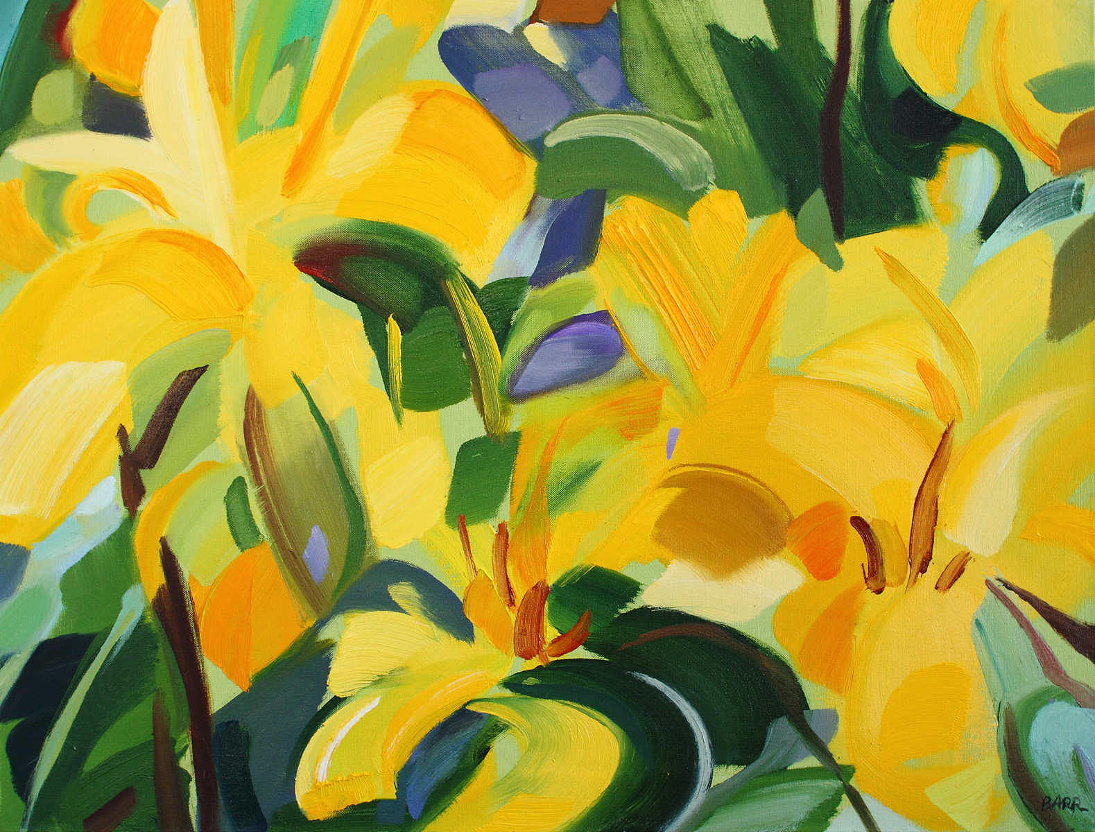 Painting titled Yellow Lilies
